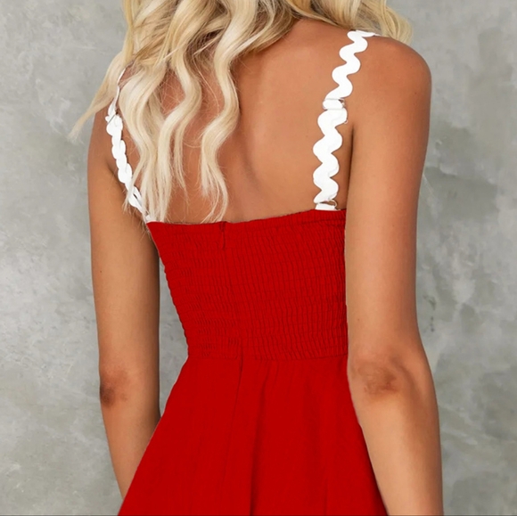 Contour Charm Square Neck Dress - Red - Picture 3 of 8